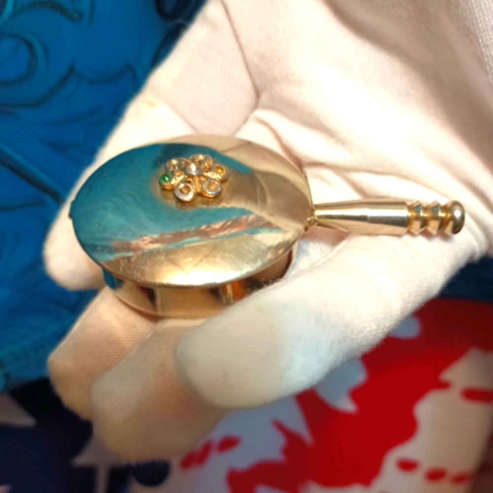VINTAGE Gold Compact with Gemstone Accent